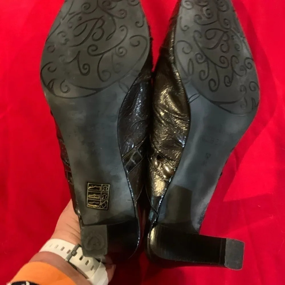 Brighton Rubens Bronze Patent Croc Leather Mules 10 - Picture 7 of 8